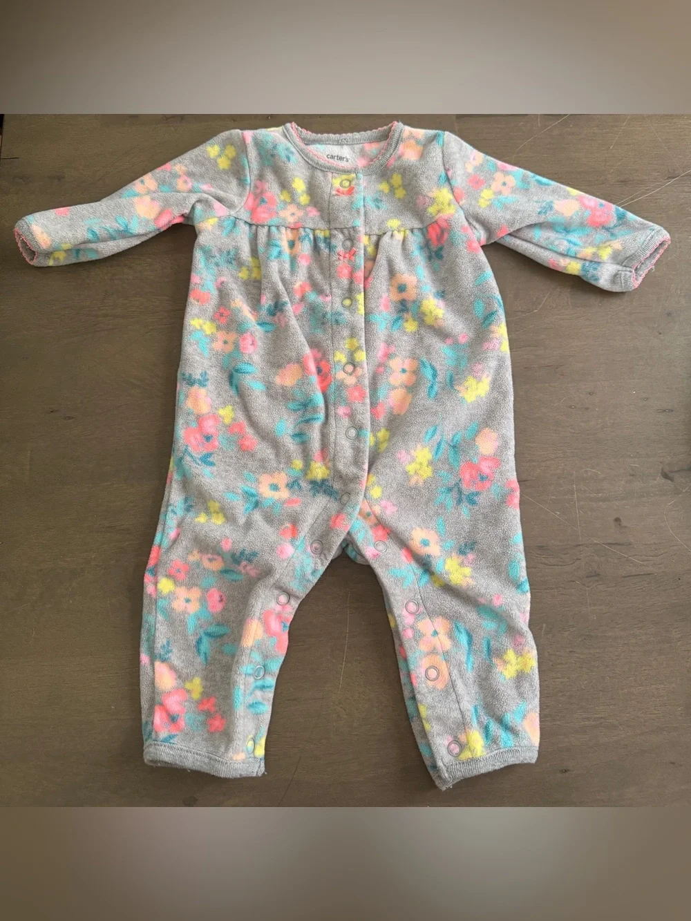 Carter's Girls 3 Months One Piece Snap Sleeper Fleece Long Sleeve Floral